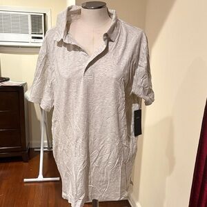 Fabletics Light Gray Polo Shirt